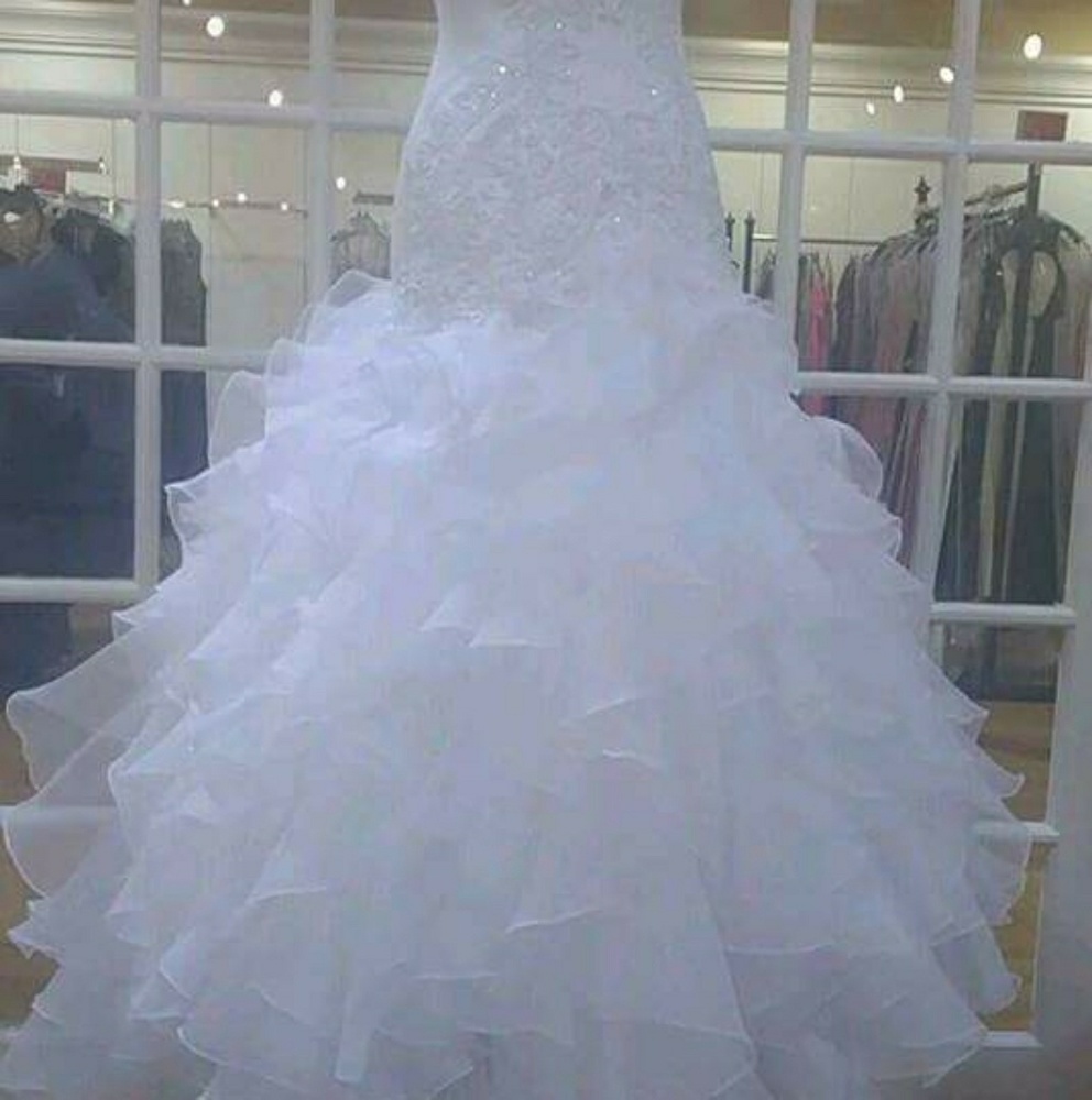 White Sparkling Pearl Wedding Dress